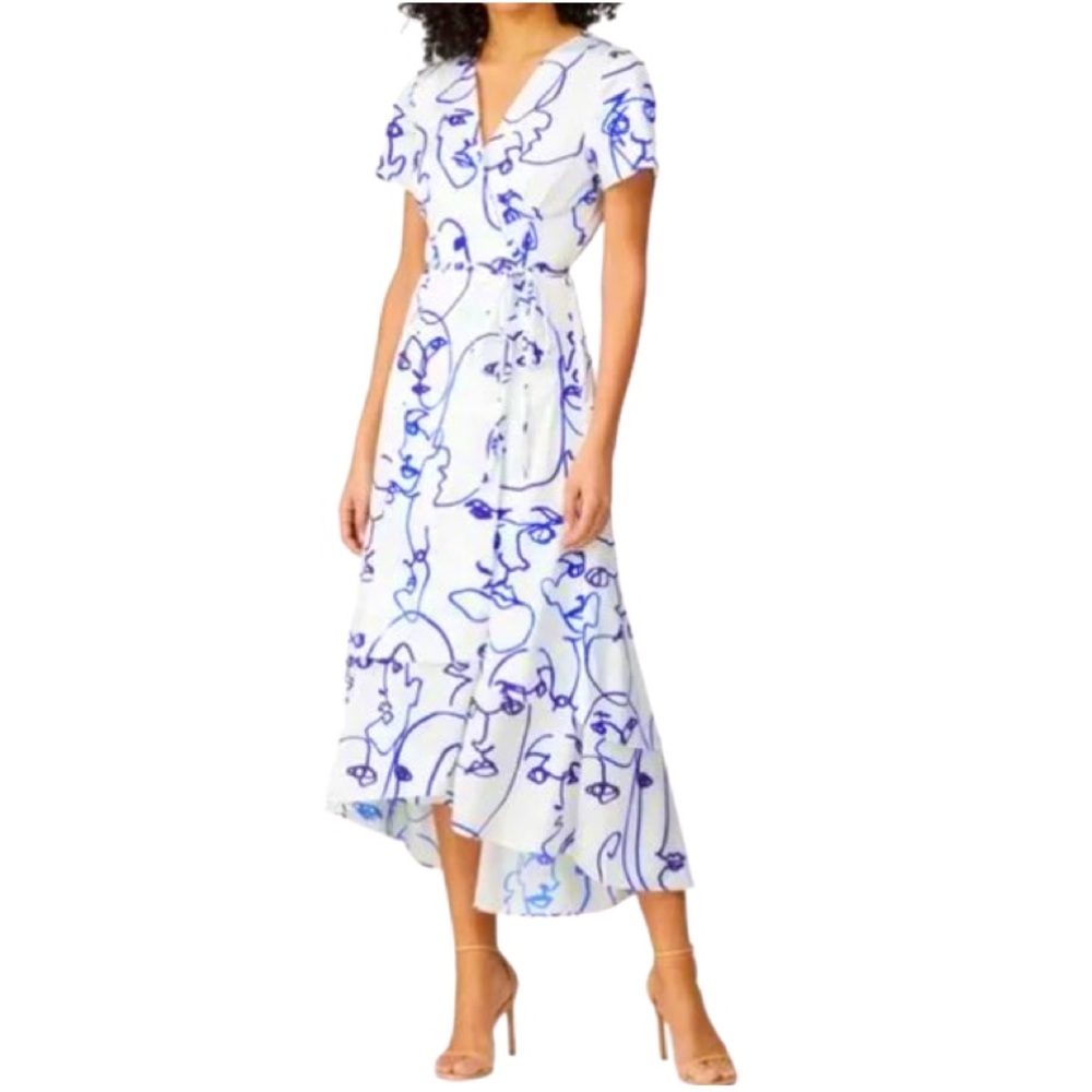 Hutch Rosa Face Print Wrap Midi Dress